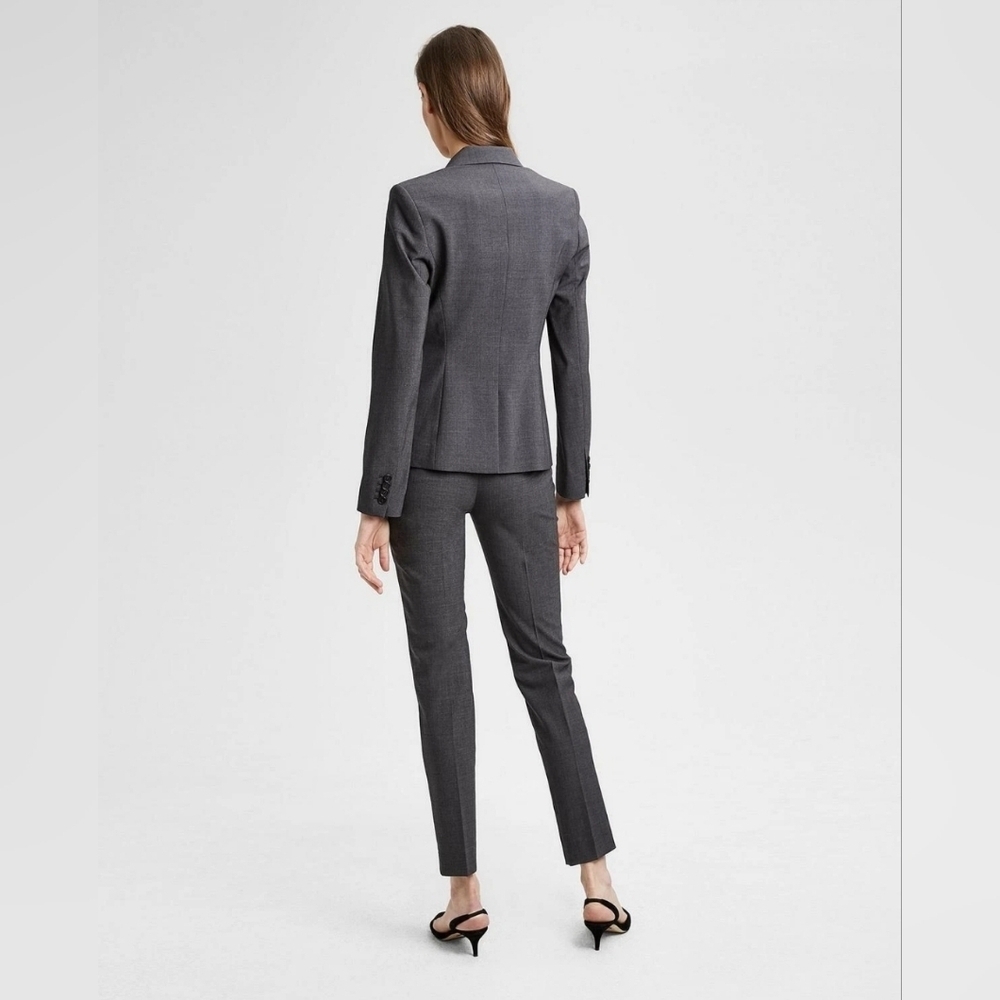 Theory Women'S Grey One Button Long Sleeve Slim Fit Blazer Size 6 - Picture 3 of 13